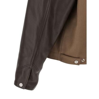 Kenzo Brown Virgin Wool Leather Jacket