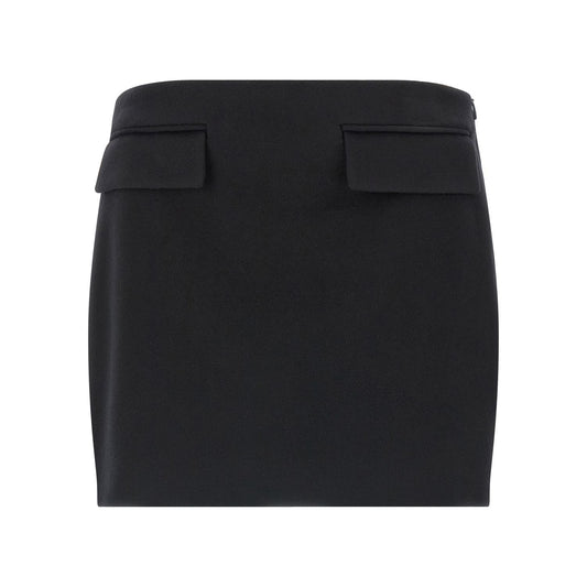 Ferragamo Black Virgin Wool Long Skirt