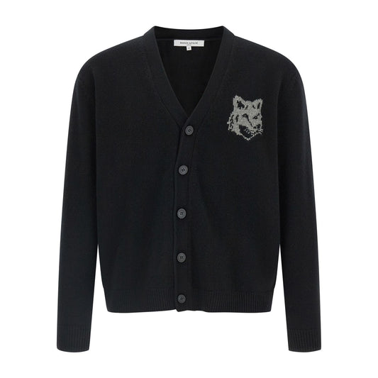 Maison Kitsuné Black Merino Wool Cardigan