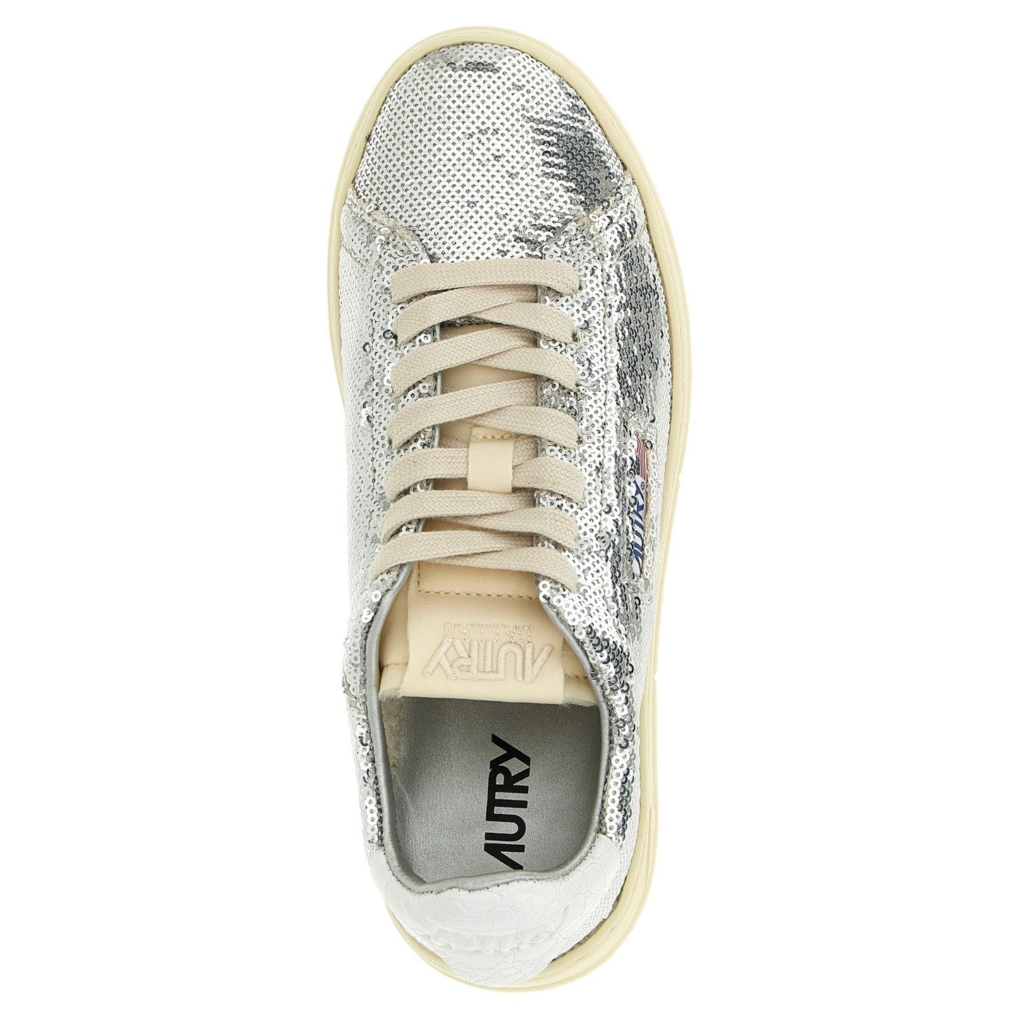 Autry Silver Polyester Low Top Sneakers