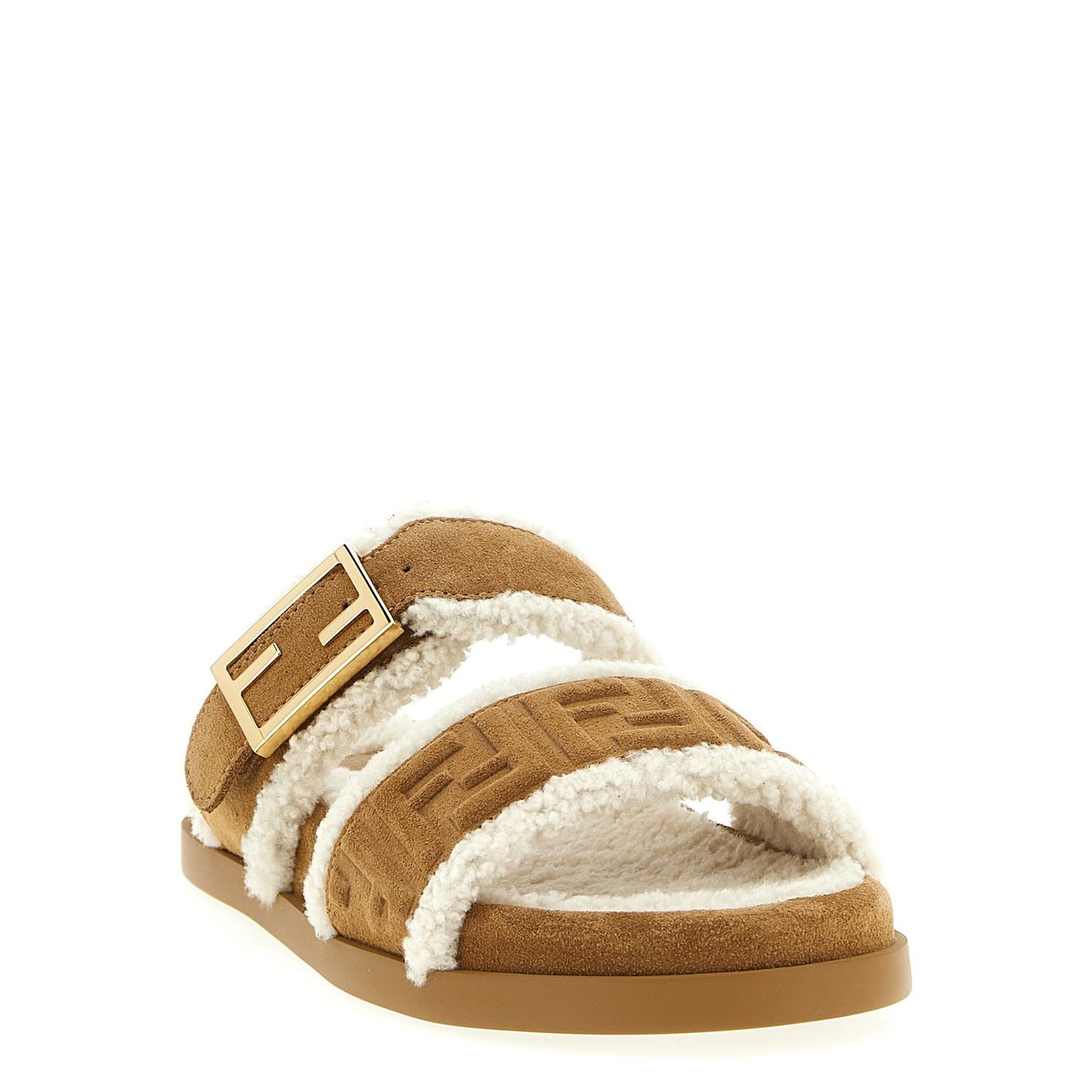Fendi Beige Calfskin Slides