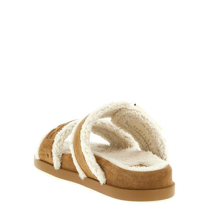 Fendi Beige Calfskin Slides