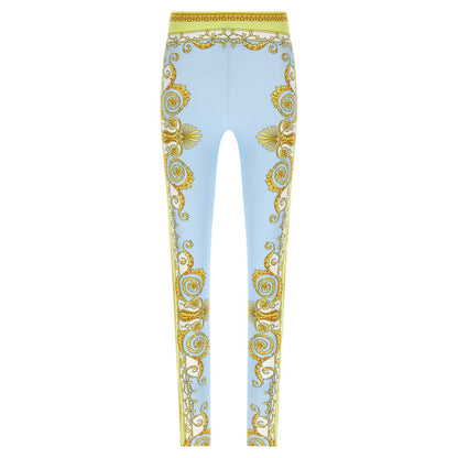 Versace Blue Nylon Leggings