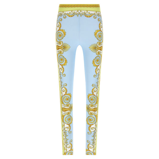Versace Blue Nylon Leggings