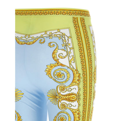 Versace Blue Nylon Leggings