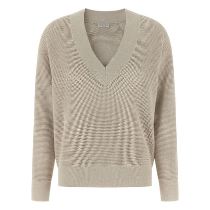 Brunello Cucinelli Beige Cotton Cardigan