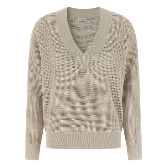 Brunello Cucinelli Beige Cotton Cardigan