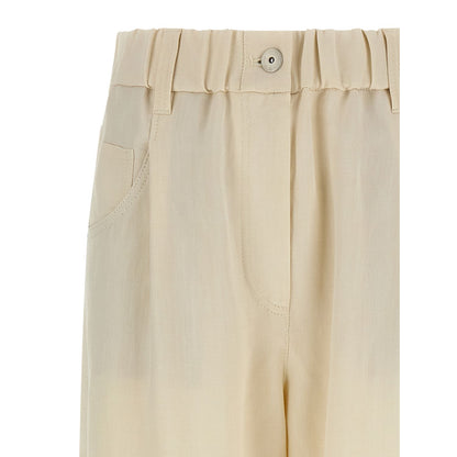 Brunello Cucinelli White Viscose Casual Pants