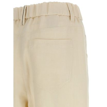 Brunello Cucinelli White Viscose Casual Pants