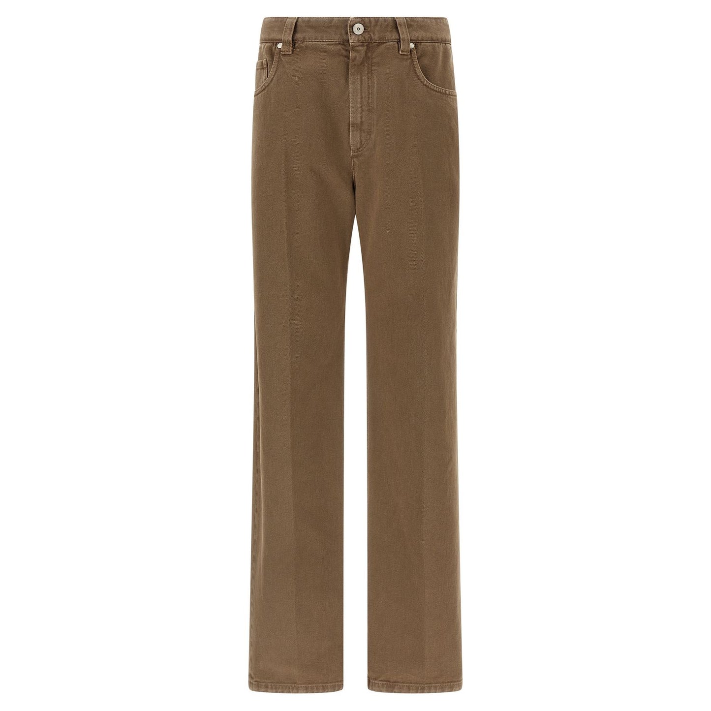 Brunello Cucinelli Beige Cotton Straight-Leg Jeans