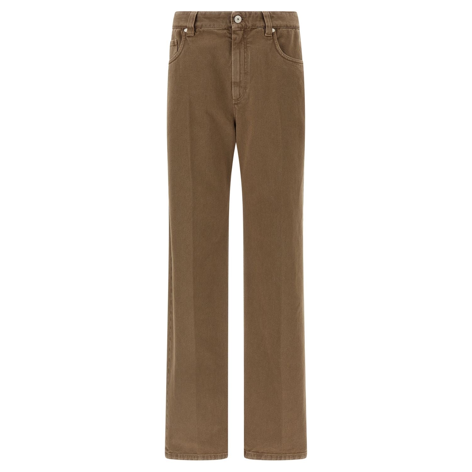 Brunello Cucinelli Beige Cotton Straight-Leg Jeans