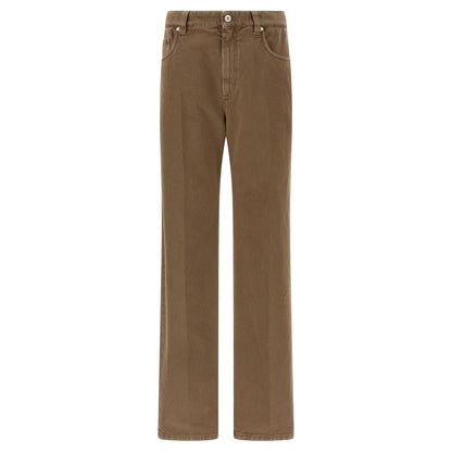 Brunello Cucinelli Beige Cotton Straight-Leg Jeans