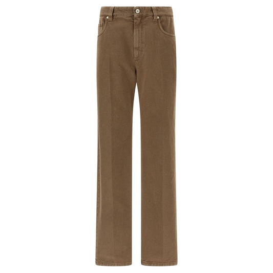 Brunello Cucinelli Beige Cotton Straight-Leg Jeans
