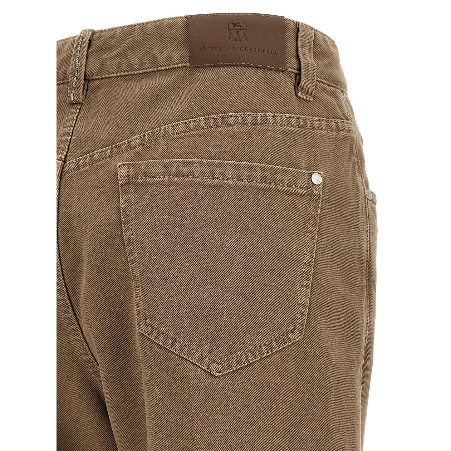 Brunello Cucinelli Beige Cotton Straight-Leg Jeans