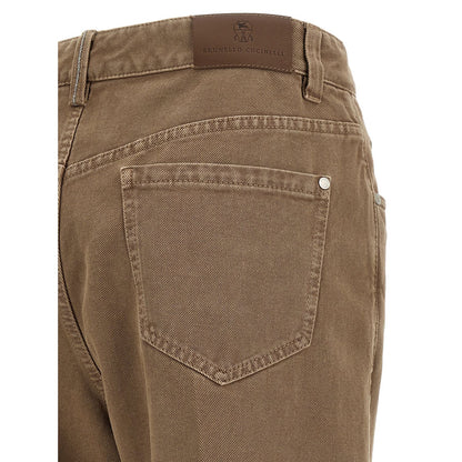 Brunello Cucinelli Beige Cotton Straight-Leg Jeans