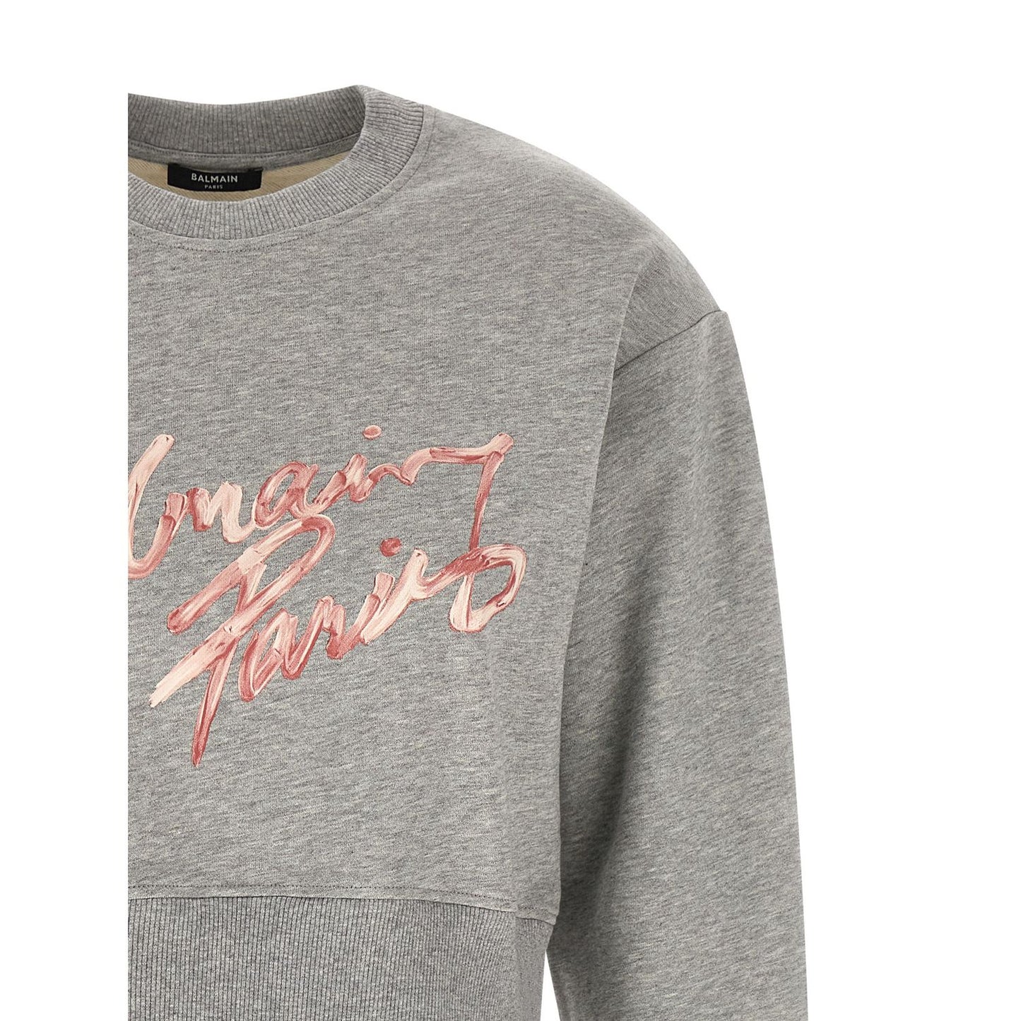 Balmain Gray Cotton Sweatshirt