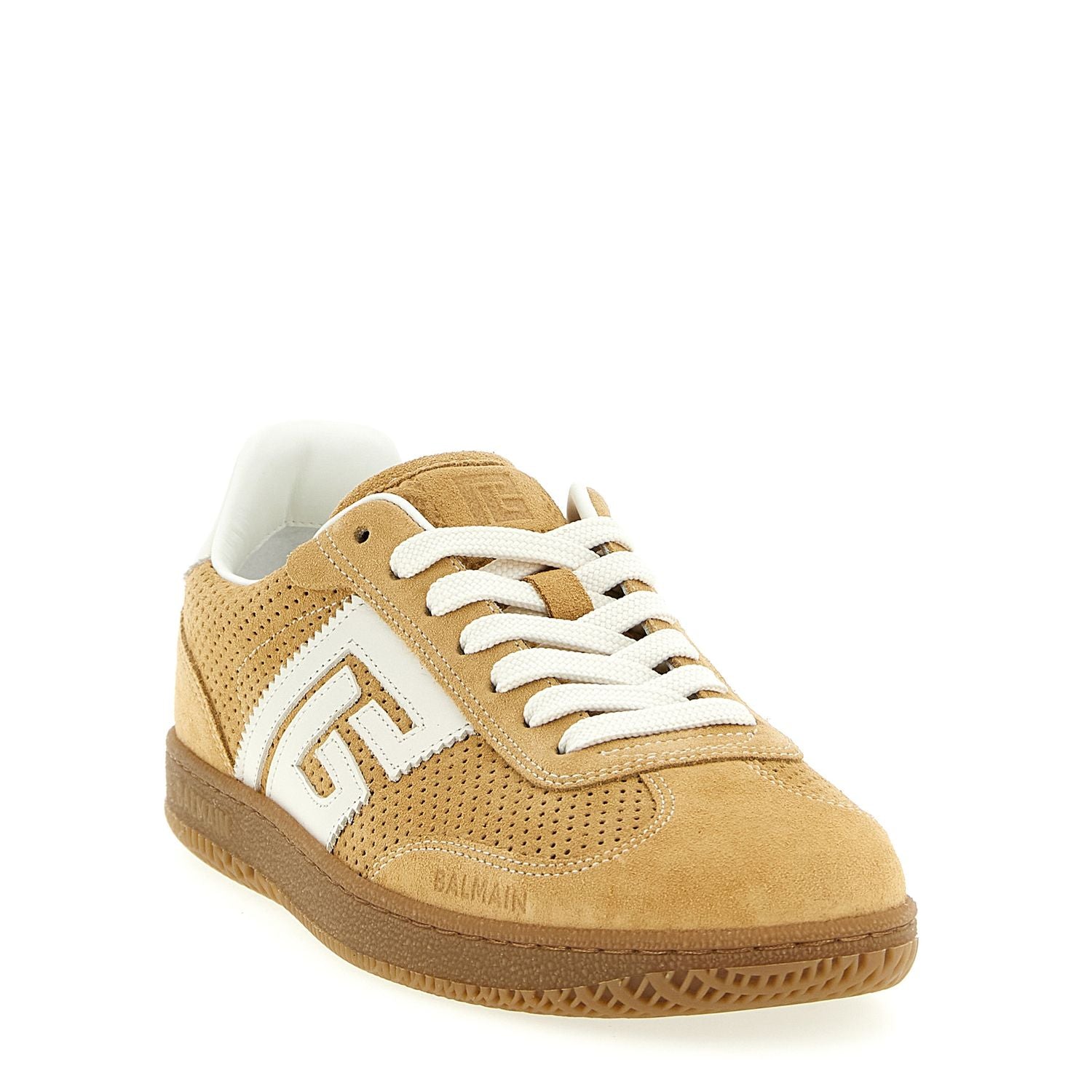 Balmain Beige Calfskin Low Top Sneakers