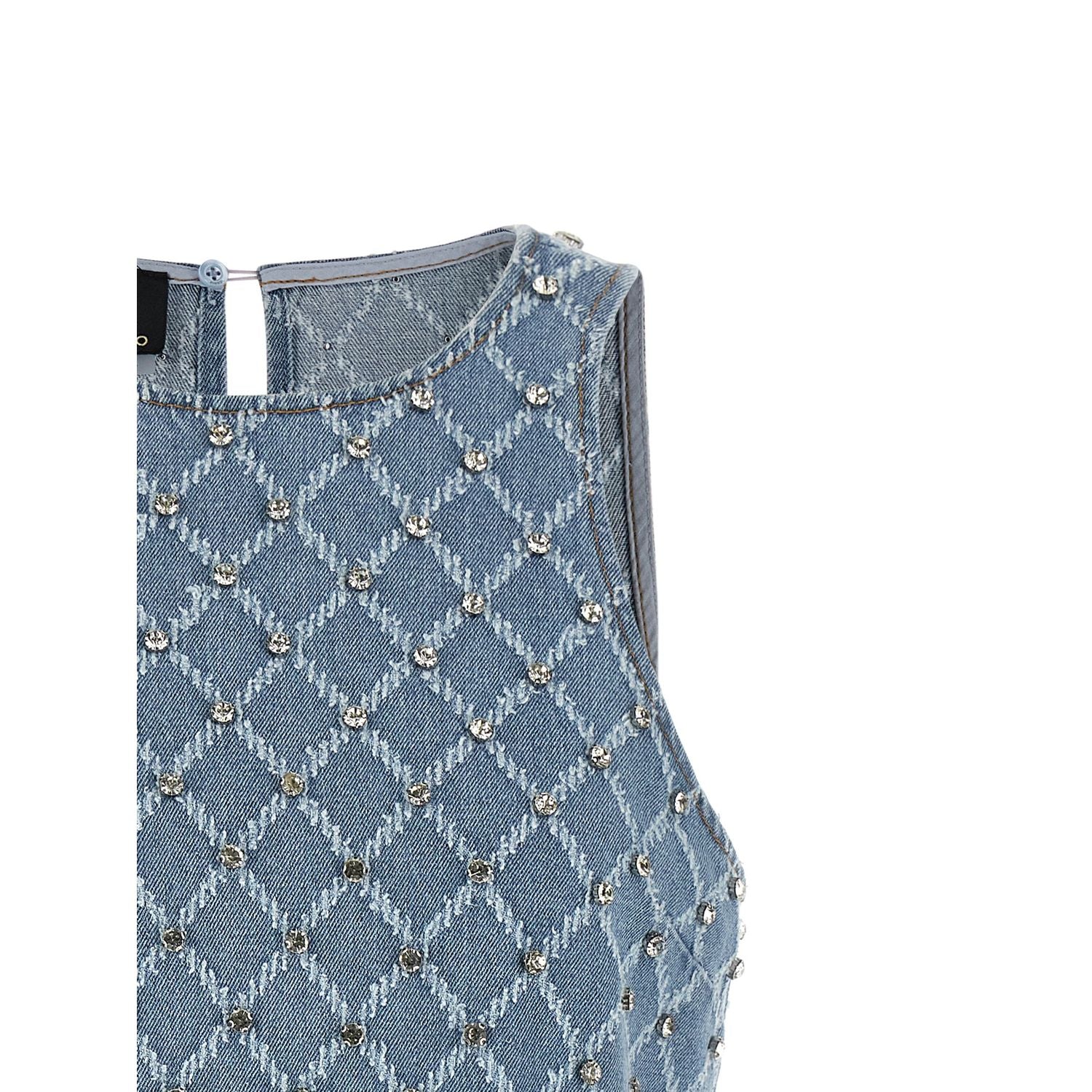 PINKO Blue Cotton Short Dress