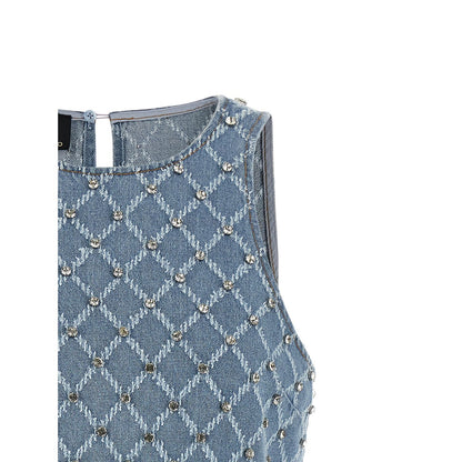 PINKO Blue Cotton Short Dress