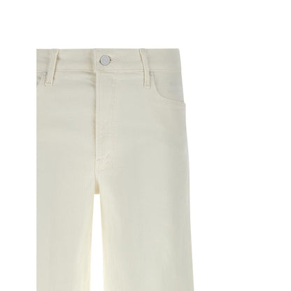 Mother Denim White Cotton Flared Jeans