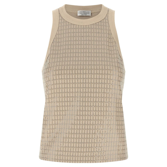 Brunello Cucinelli Beige Cotton Tank Tops