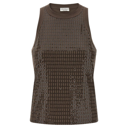 Brunello Cucinelli Brown Cotton Tank Tops