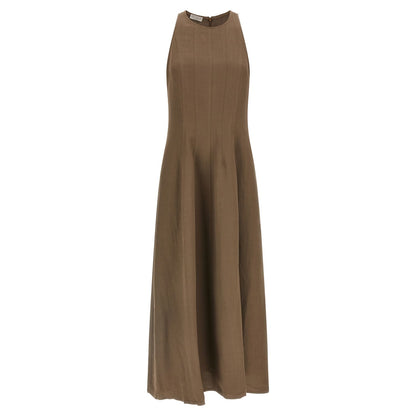 Brunello Cucinelli Brown Viscose Midi Dress
