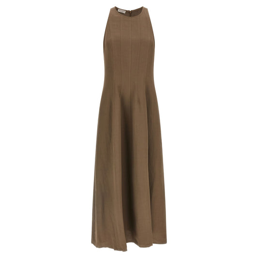 Brunello Cucinelli Brown Viscose Midi Dress