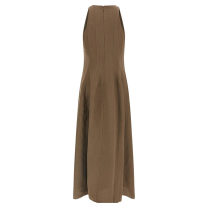 Brunello Cucinelli Brown Viscose Midi Dress