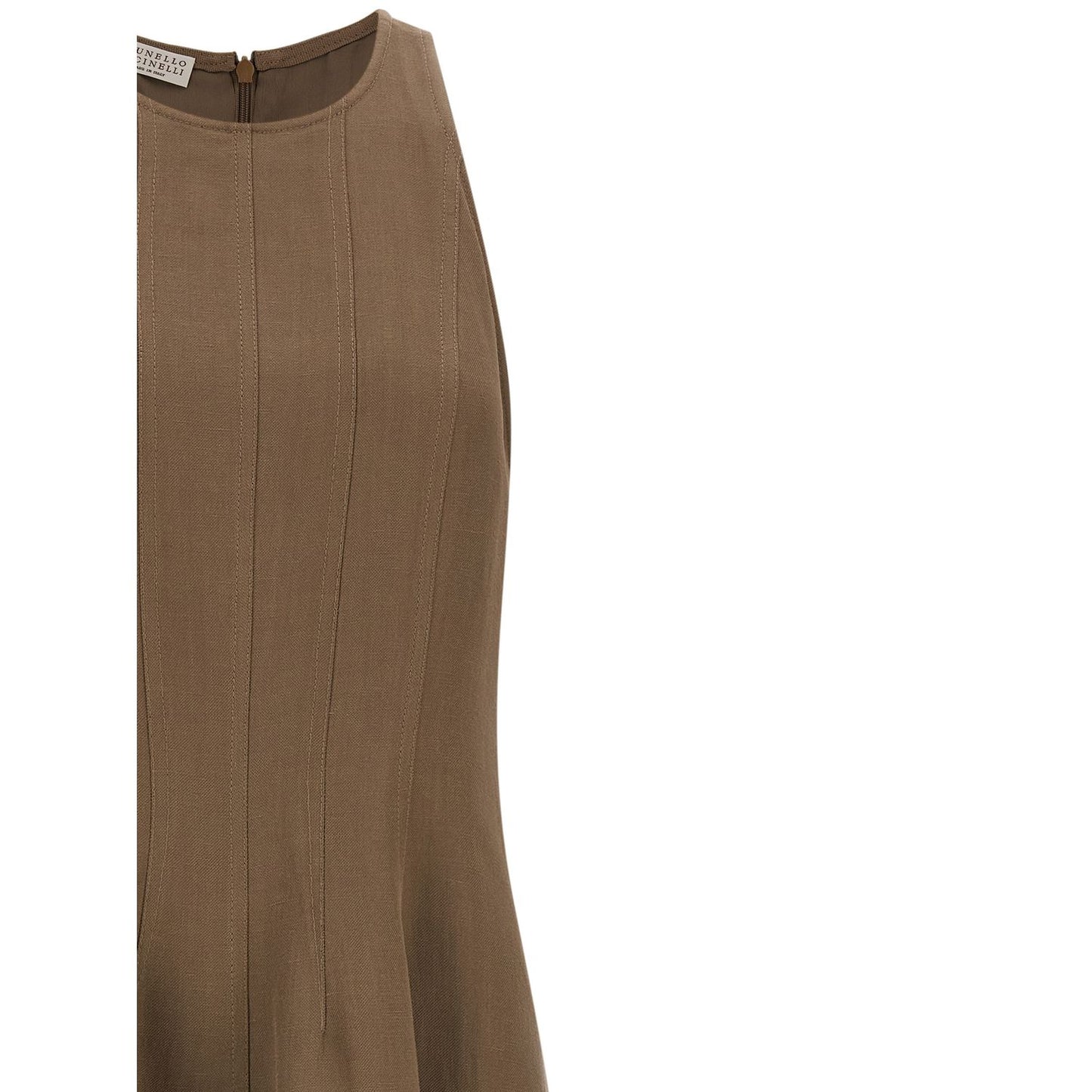 Brunello Cucinelli Brown Viscose Midi Dress