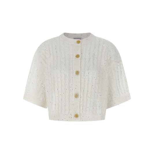 Brunello Cucinelli White Linen Cardigan