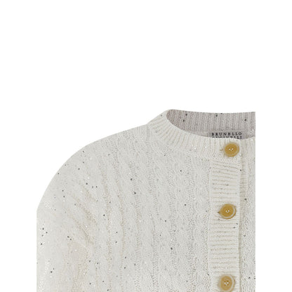 Brunello Cucinelli White Linen Cardigan