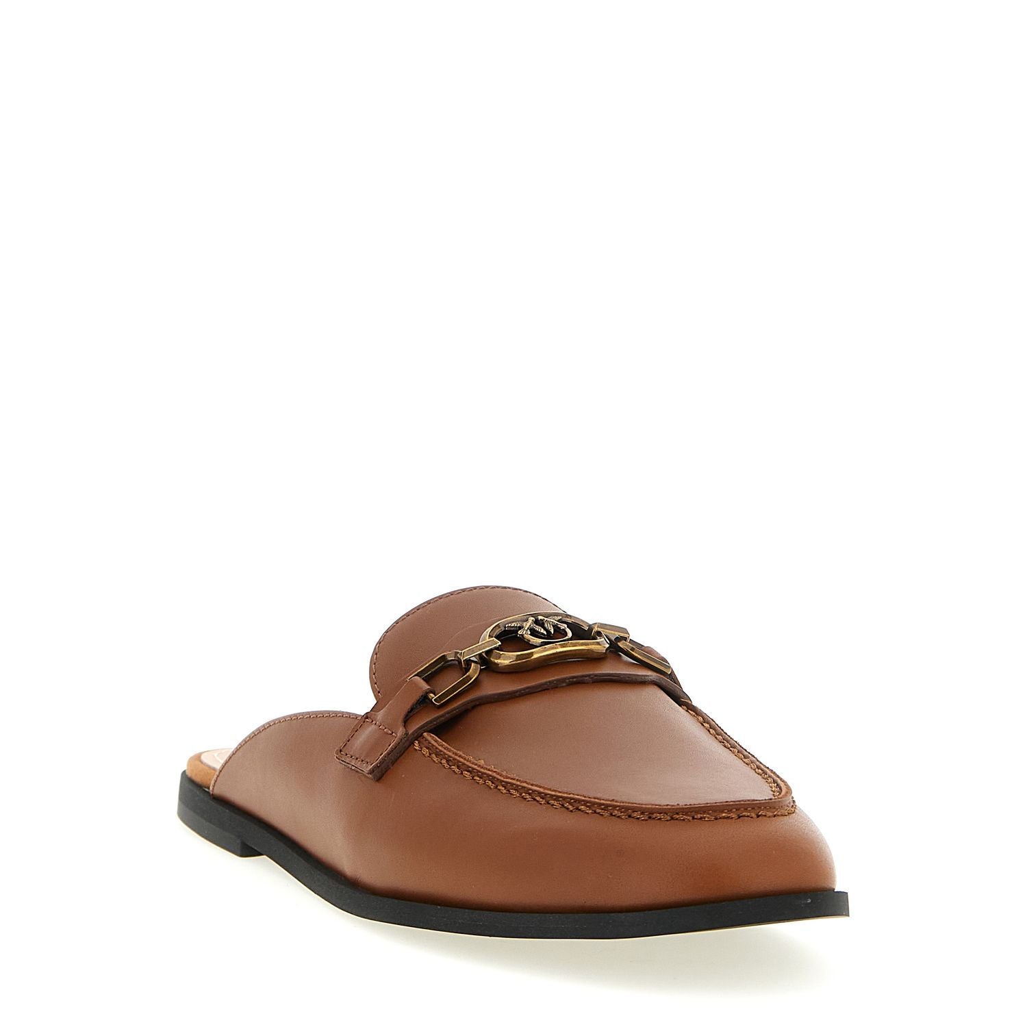 PINKO Brown Calfskin Flats