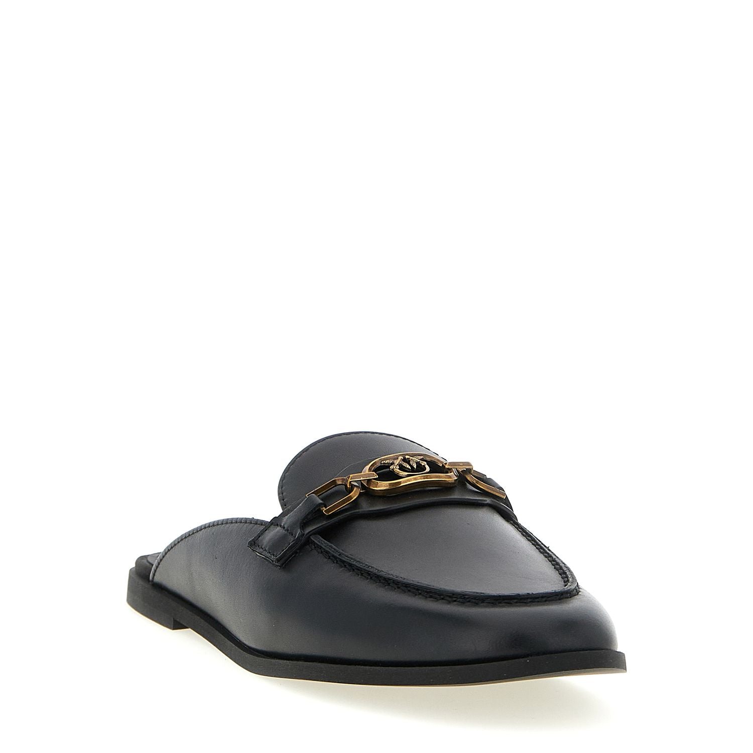 PINKO Black Calfskin Slides
