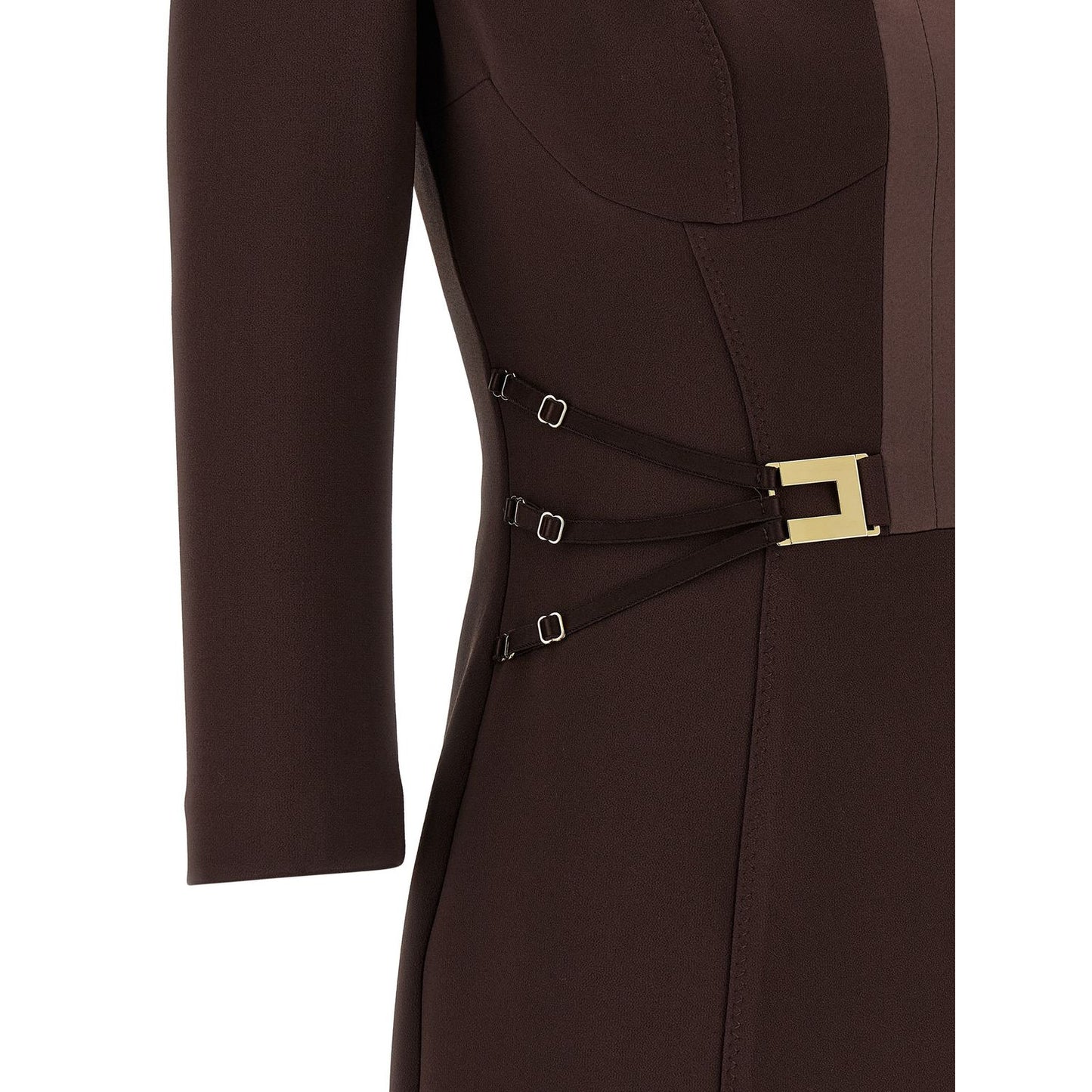 Elisabetta Franchi Brown Polyester Short Dress