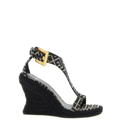 Balmain Black Polyester Wedge Sandals