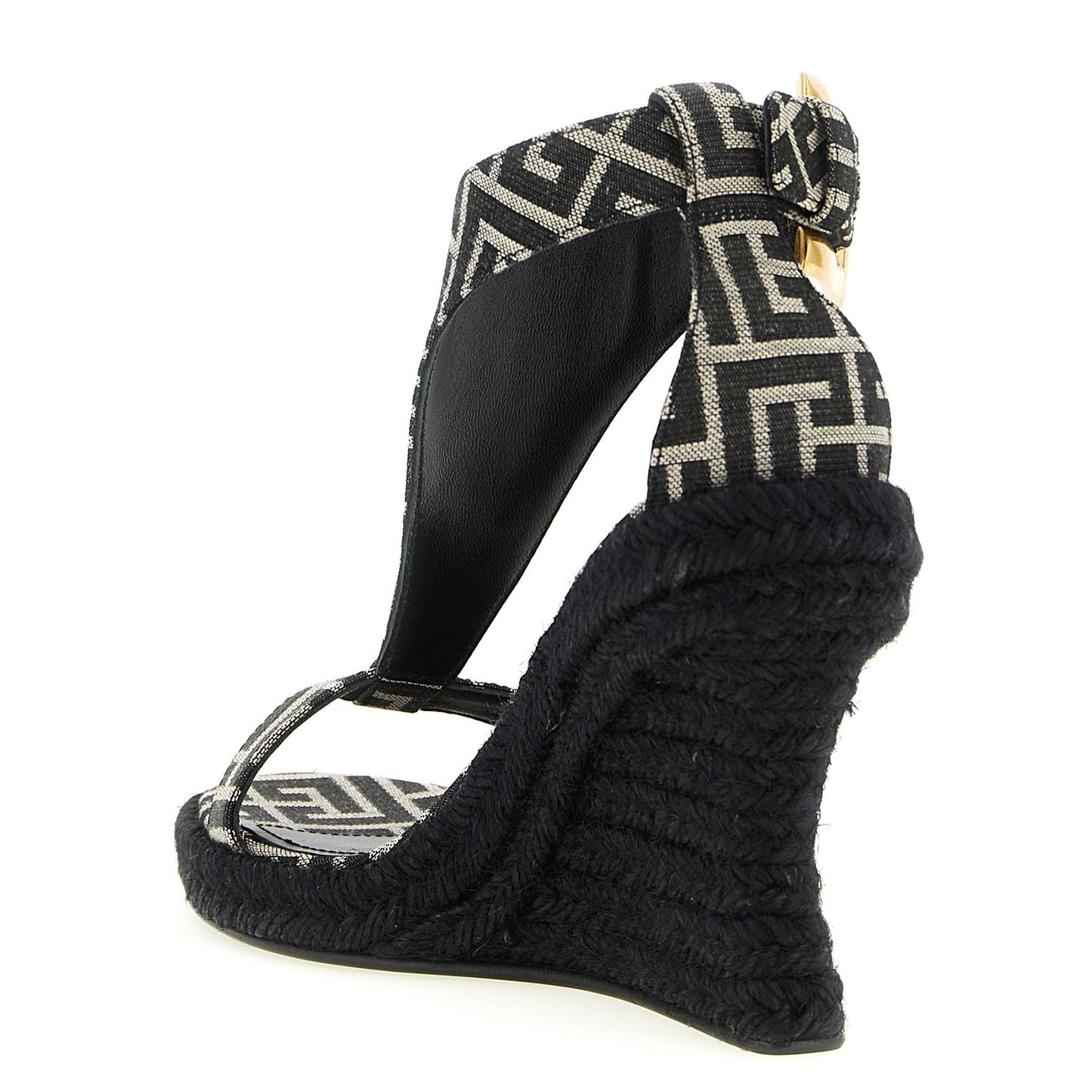 Balmain Black Polyester Wedge Sandals