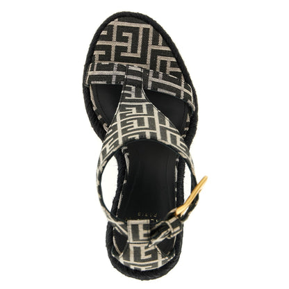 Balmain Black Polyester Wedge Sandals