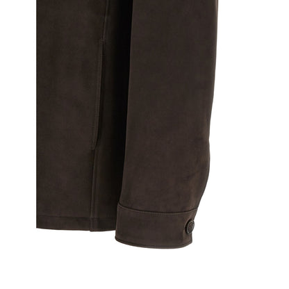 MooRER Brown Lamb Leather Leather Jacket