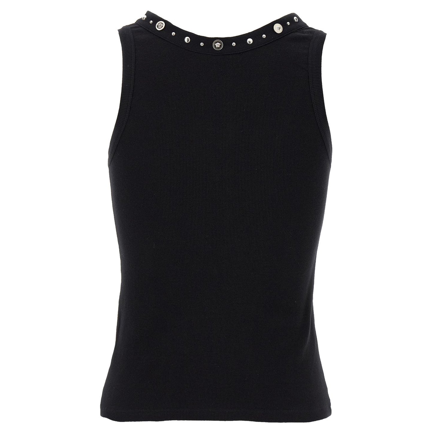 Versace Black Cotton Sleeveles T-Shirt