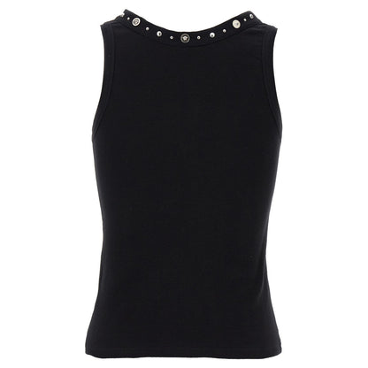 Versace Black Cotton Sleeveles T-Shirt