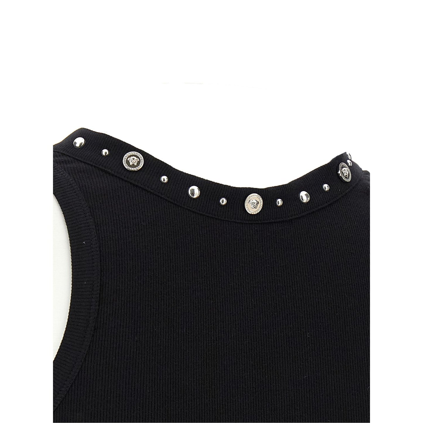 Versace Black Cotton Sleeveles T-Shirt