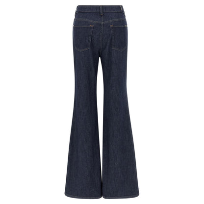 7 For All Mankind Blue Cotton Flared Jeans
