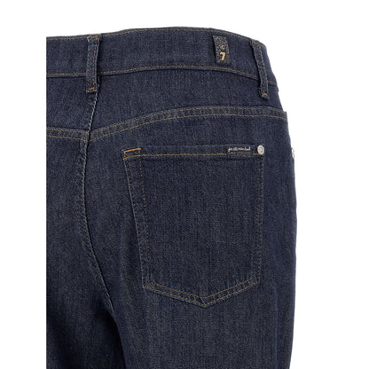 7 For All Mankind Blue Cotton Flared Jeans