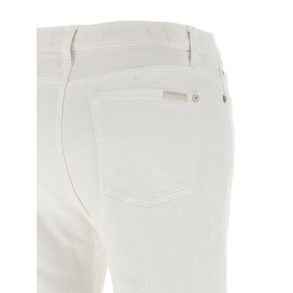 7 For All Mankind White Cotton Flared Jeans