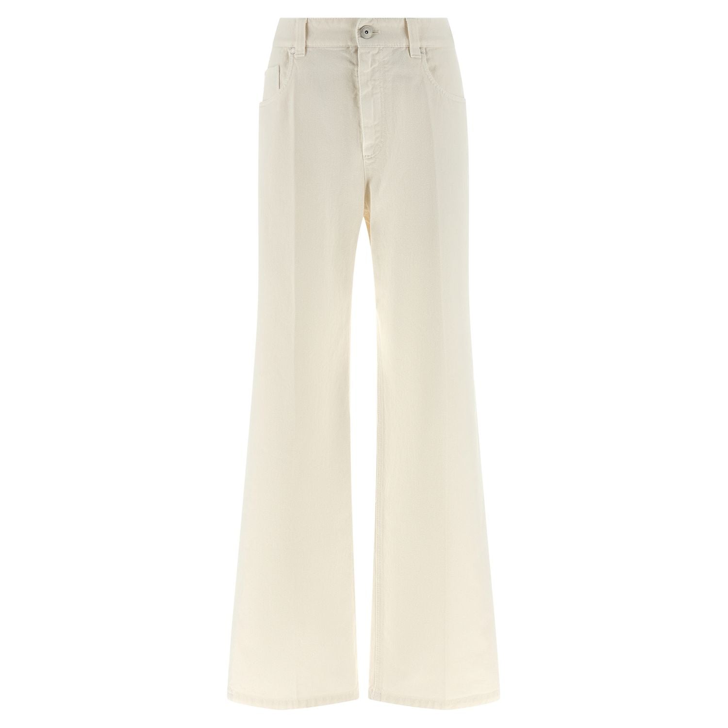 Brunello Cucinelli White Cotton Relaxed Fit Jeans