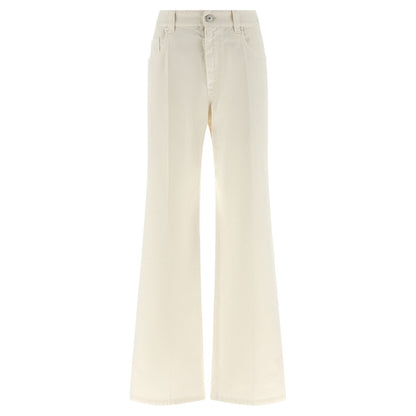 Brunello Cucinelli White Cotton Relaxed Fit Jeans