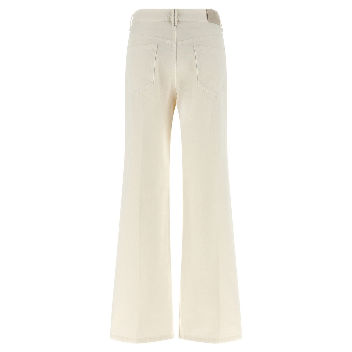 Brunello Cucinelli White Cotton Relaxed Fit Jeans