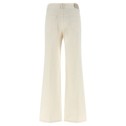 Brunello Cucinelli White Cotton Relaxed Fit Jeans
