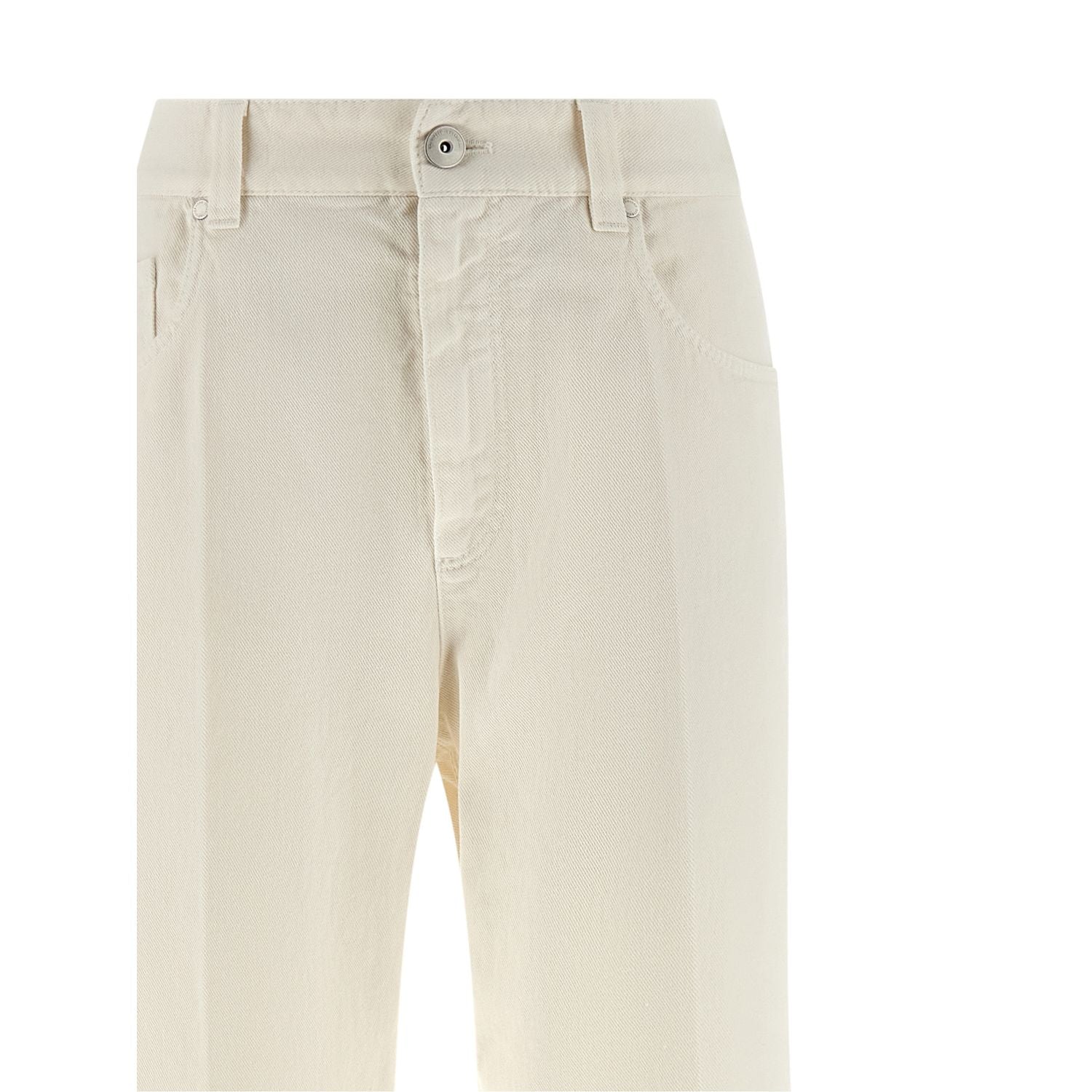 Brunello Cucinelli White Cotton Relaxed Fit Jeans